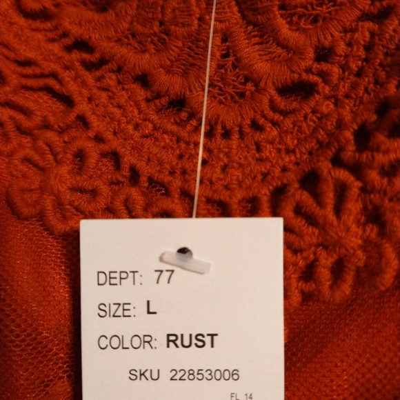 Large Rust Boho Lace Dress - Picture 4 of 15